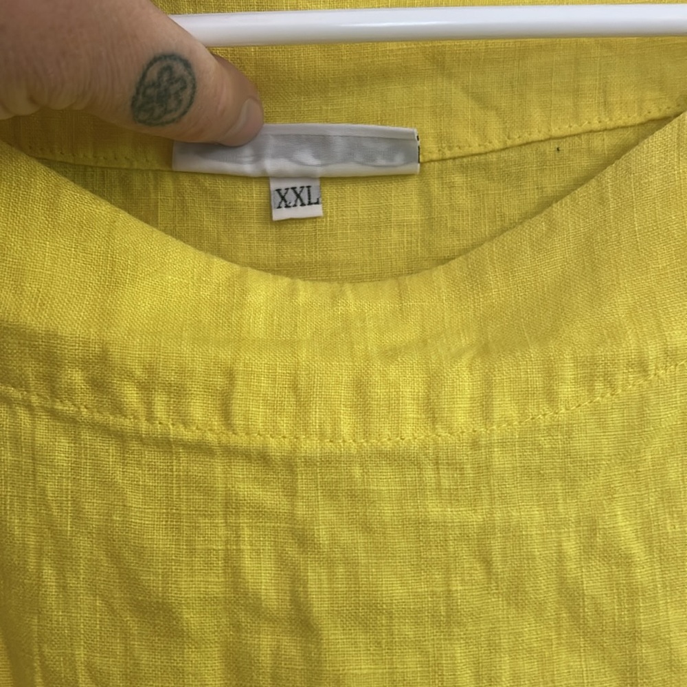 Bryn Walker neon yellow XXL boxy oversized linen tunic - Picture 3 of 4
